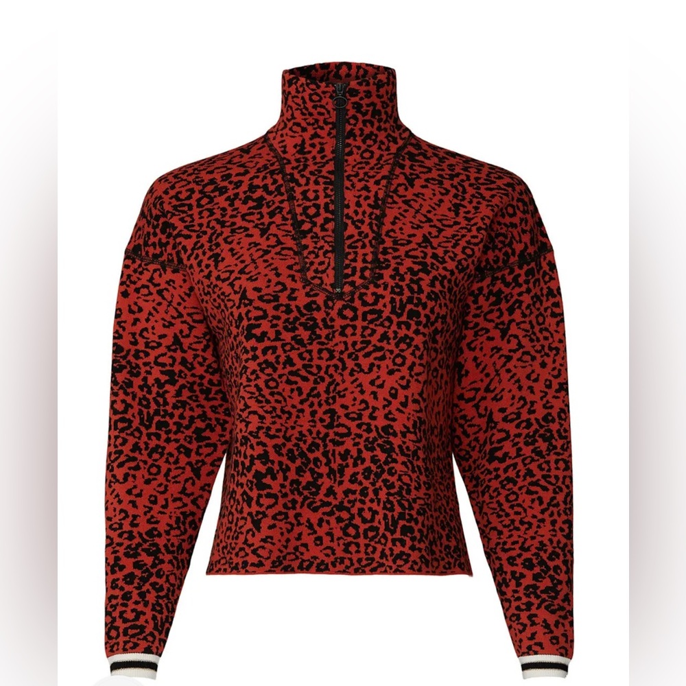 Saylor Joss Animal Print Sweater Pullover Zip Neck  Size XS